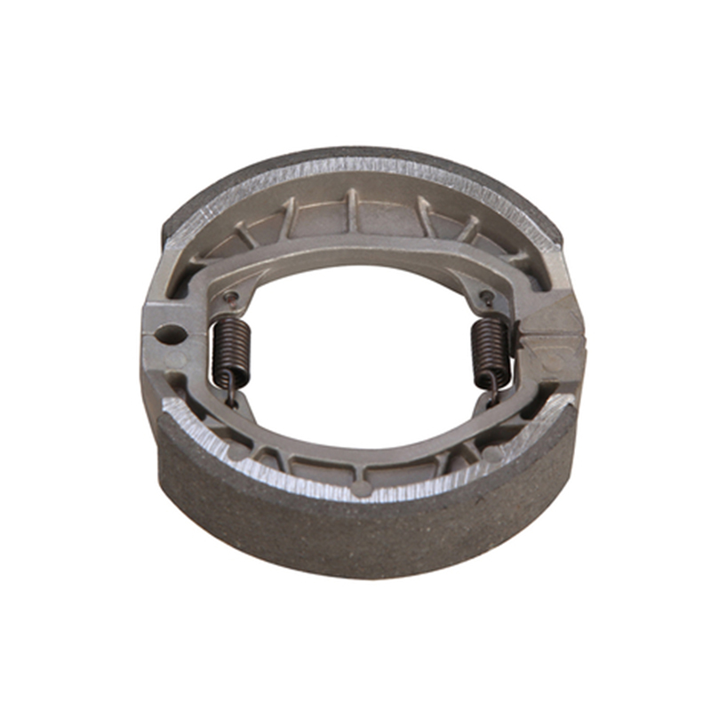 How does the friction coefficient of motorcycle brake shoe affect its braking performance?